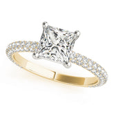 Timeless Pave Engagement Ring With Cut Head Princess Diamond Engagement Ring — 9K/18K Gold & Platinum