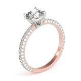 Elegant Pave Engagement Ring With Head Cushion Diamond Engagement Ring — 9K/18K Gold & Platinum