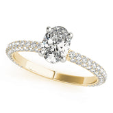 Vintage-Inspired Pave Engagement Ring With Center Oval Diamond Engagement Ring — 9K/18K Gold & Platinum