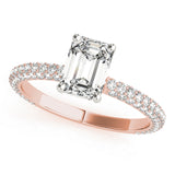Heirloom Pave Engagement Ring With Cut Center Emerald Diamond Engagement Ring — 9K/18K Gold & Platinum