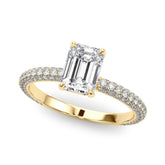 Heirloom Pave Engagement Ring With Cut Center Emerald Diamond Engagement Ring — 9K/18K Gold & Platinum