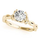 Regal With Twisted Shank Round Diamond Engagement Ring — 9K/18K Gold & Platinum