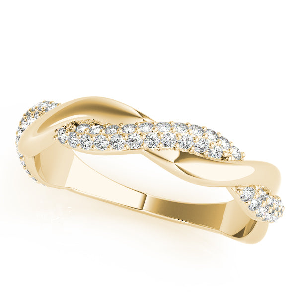 Double Row Pavã© Twisted Shank Half Eternity Ring in Gold & Platinum