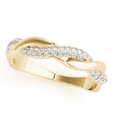 Double Row Pavã© Twisted Shank Half Eternity Ring in Gold & Platinum