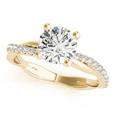 Lustrous Twisted Dia Shank Engagement Ring Round Diamond Engagement Ring — 9K/18K Gold & Platinum