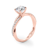 Lustrous Twisted Dia Shank Engagement Ring Round Diamond Engagement Ring — 9K/18K Gold & Platinum