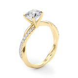 Lustrous Twisted Dia Shank Engagement Ring Round Diamond Engagement Ring — 9K/18K Gold & Platinum