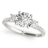 Exquisite Three-Stone Engagement Ring Round Diamond Engagement Ring — 9K/18K Gold & Platinum