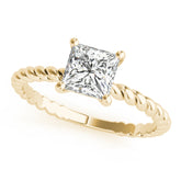 Artisan Twisted Shank Center Princess Diamond Engagement Ring — 9K/18K Gold & Platinum