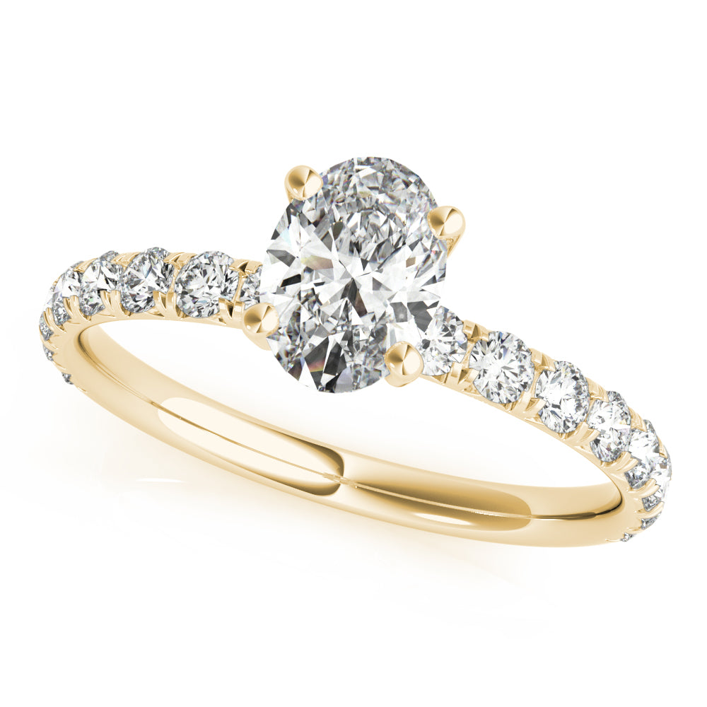 Eternal Single Row For Center Oval Diamond Engagement Ring — 9K/18K Gold & Platinum