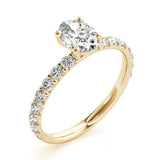 Eternal Single Row For Center Oval Diamond Engagement Ring — 9K/18K Gold & Platinum