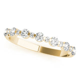 Single Shared Prong , Alternating Size Half Eternity Ring in Gold & Platinum