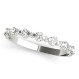 Single Shared Prong , Alternating Size Half Eternity Ring in Gold & Platinum