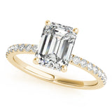 Celestial Single Row Cut Center Emerald Diamond Engagement Ring — 9K/18K Gold & Platinum