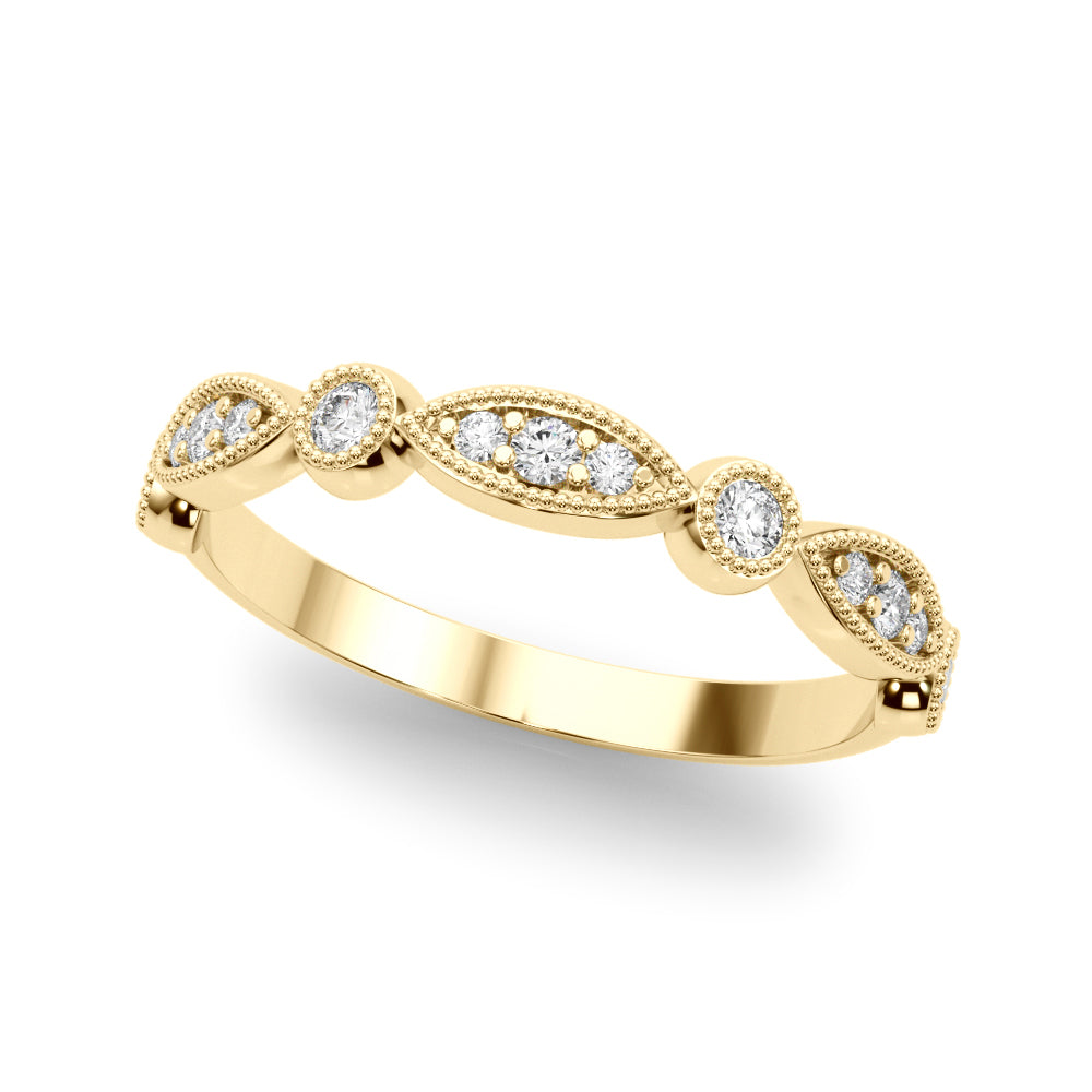 Vintage Inspired Milgrain Half Eternity Ring in Gold & Platinum