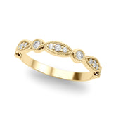 Vintage Inspired Milgrain Half Eternity Ring in Gold & Platinum