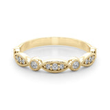 Vintage Inspired Milgrain Half Eternity Ring in Gold & Platinum