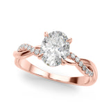 Adored Center Oval Diamond Engagement Ring — 9K/18K Gold & Platinum