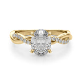 Adored Center Oval Diamond Engagement Ring — 9K/18K Gold & Platinum