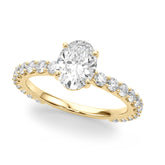 Luxe Sidestone Oval Diamond Engagement Ring — 9K/18K Gold & Platinum