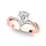 Signature Sidestone Pear Diamond Engagement Ring — 9K/18K Gold & Platinum