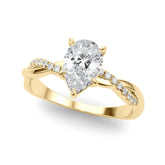 Signature Sidestone Pear Diamond Engagement Ring — 9K/18K Gold & Platinum