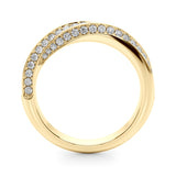 Multirow Pave Twisted Shank Half Eternity Ring in Gold & Platinum