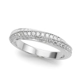 Multirow Pave Twisted Shank Half Eternity Ring in Gold & Platinum