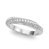 Multirow Pave Twisted Shank Half Eternity Ring in Gold & Platinum