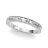 Channel Set Fancy Baguette Half Eternity Ring in Gold & Platinum