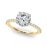 Classic Hidden Halo Rd Single Row Shared Pr Round Diamond Engagement Ring — 9K/18K Gold & Platinum