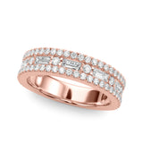Multirow Pavã© U-Prong Baguette Half Eternity Ring in Gold & Platinum