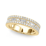 Multirow Pavã© U-Prong Baguette Half Eternity Ring in Gold & Platinum