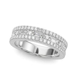 Multirow Pavã© U-Prong Baguette Half Eternity Ring in Gold & Platinum