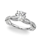 Round Lab Grown Diamond Vintage Inspired Engagement Ring for Her