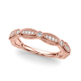 Vintage-Inspired Milgrain Half Eternity Ring in Gold & Platinum