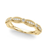 Vintage-Inspired Milgrain Half Eternity Ring in Gold & Platinum