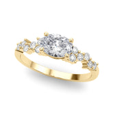 Refined Ov Center East To West Oval Diamond Engagement Ring — 9K/18K Gold & Platinum