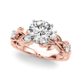 Regal Floral Leaf Dia Engagement Ring Round Diamond Engagement Ring — 9K/18K Gold & Platinum