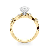Regal Floral Leaf Dia Engagement Ring Round Diamond Engagement Ring — 9K/18K Gold & Platinum