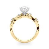 Regal Floral Leaf Dia Engagement Ring Round Diamond Engagement Ring — 9K/18K Gold & Platinum