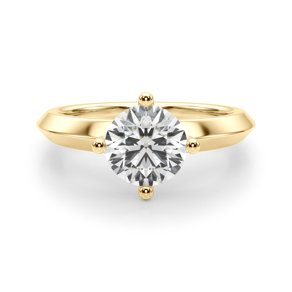 D-VVS Solitaire Round Cut Lab Grown Diamond Knife Edge Wedding Ring for Bride