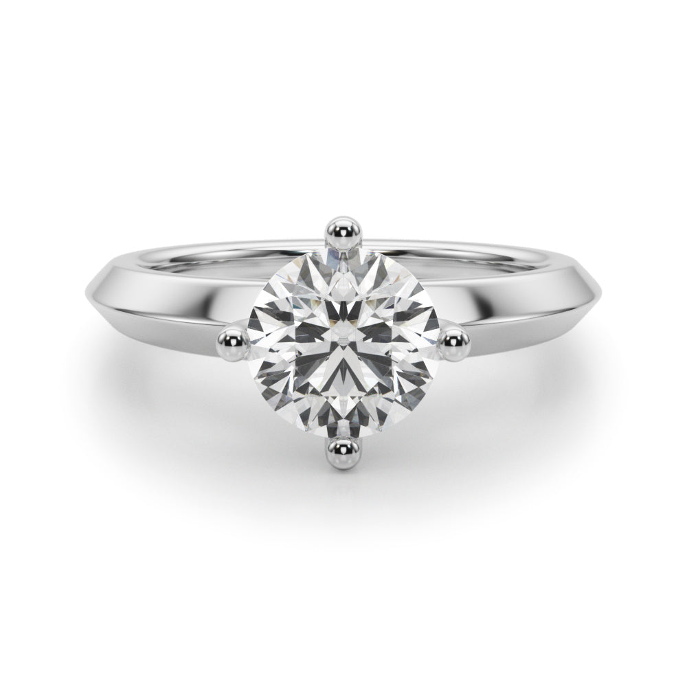 D-VVS Solitaire Round Cut Lab Grown Diamond Knife Edge Wedding Ring for Bride