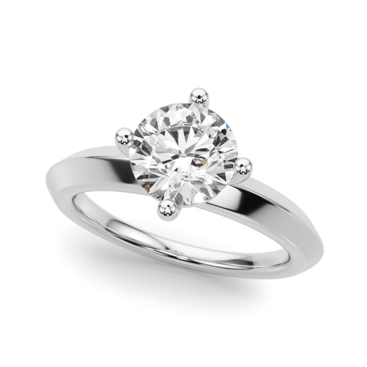 D-VVS Solitaire Round Cut Lab Grown Diamond Knife Edge Wedding Ring for Bride