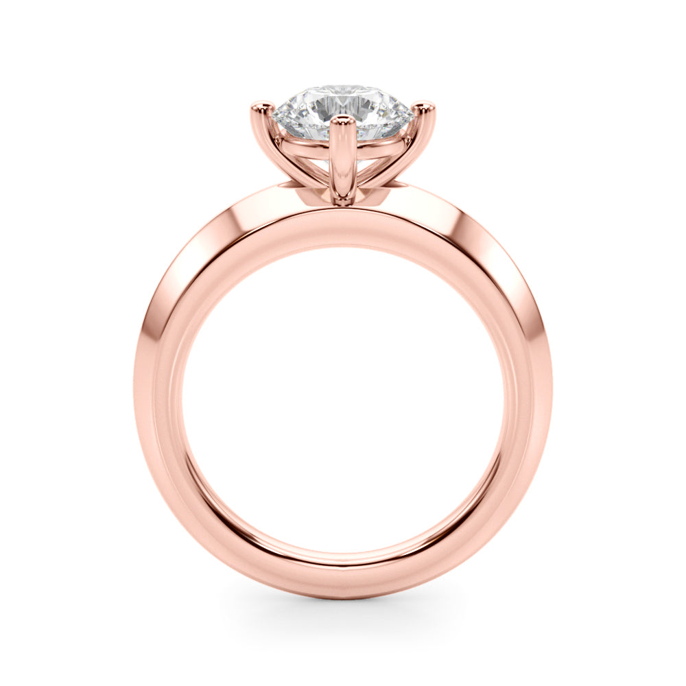 D-VVS Solitaire Round Cut Lab Grown Diamond Knife Edge Wedding Ring for Bride