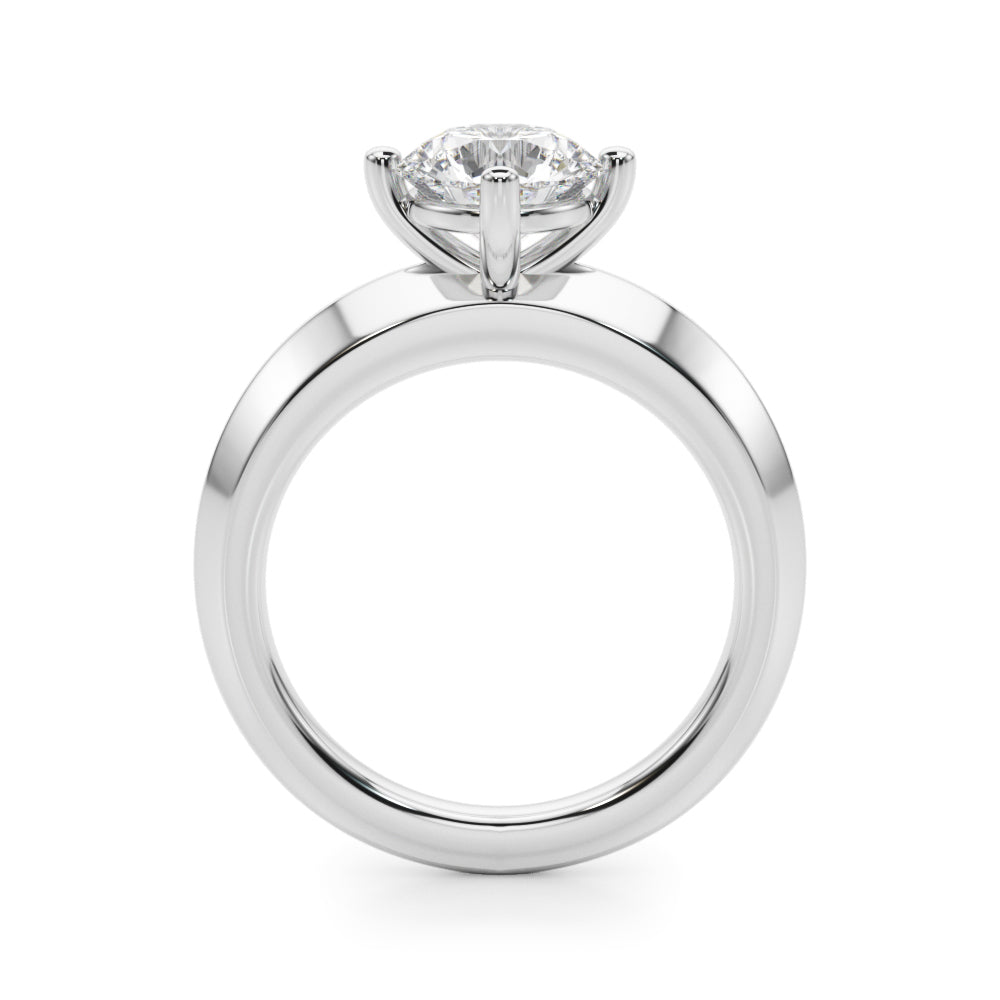 D-VVS Solitaire Round Cut Lab Grown Diamond Knife Edge Wedding Ring for Bride