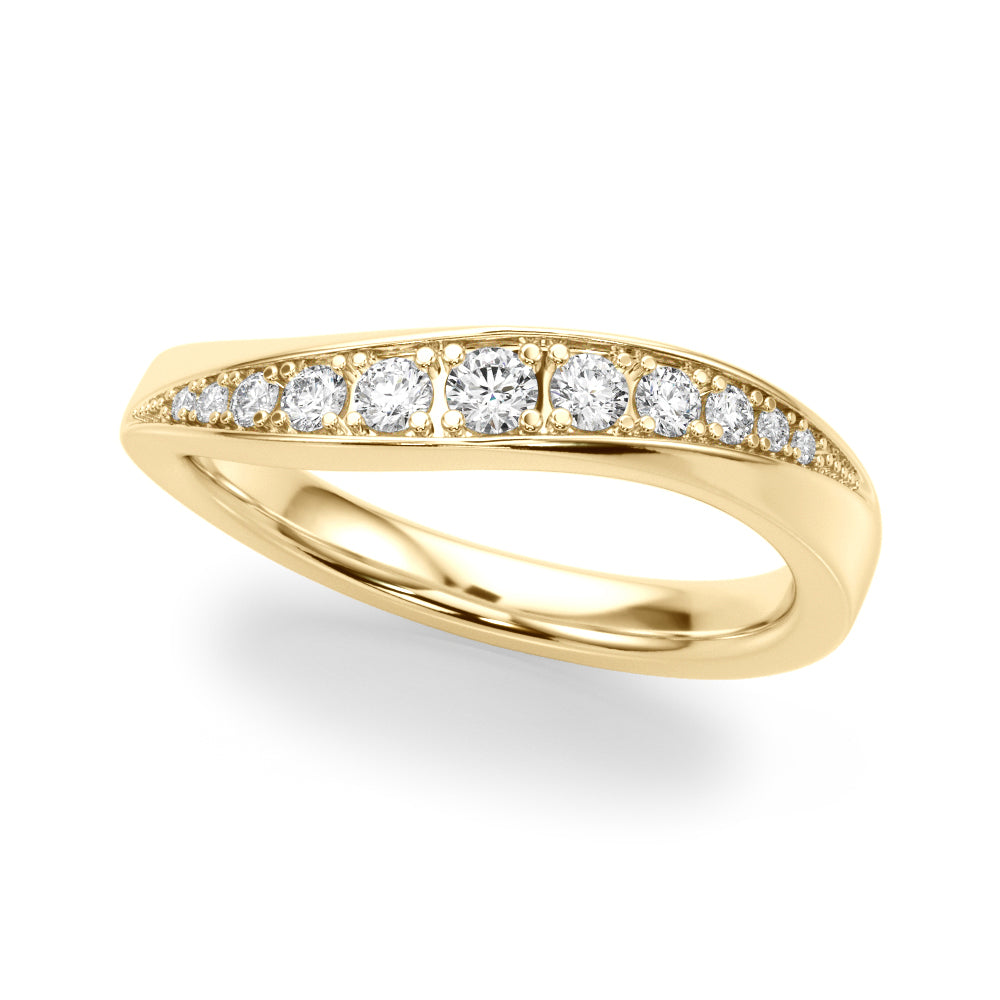 Contemporary Curved Half Eternity Ring in Gold & Platinum
