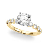 Majestic Single Row Shared Pr Eng Ring Round Diamond Engagement Ring — 9K/18K Gold & Platinum