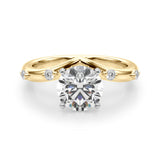 Couture Chevron Diamond Engagement Ring Round Diamond Engagement Ring — 9K/18K Gold & Platinum