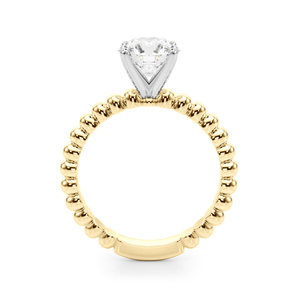 Classic Bead Engagement Ring Round Diamond Engagement Ring — 9K/18K Gold & Platinum